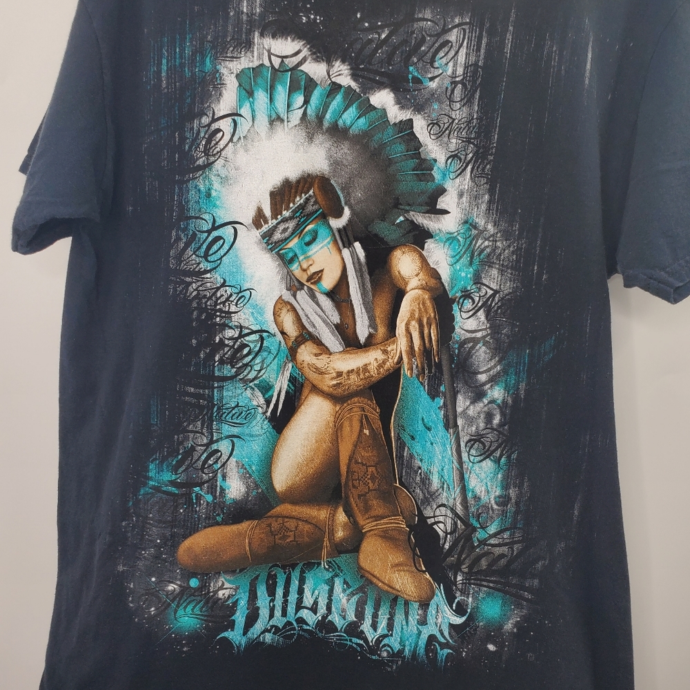 Dyse One Native American Woman Big Graphic Tee Shirt Black - Picture 2 of 5